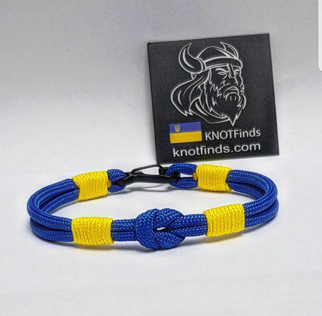 πΊπ¦ Handmade Ukrainian Paracord Bracelet β Thin Military Bangle with Carabiner | Glory to Ukraine Symbol | Waterproof Survival Rope Bracelet for Men & Women