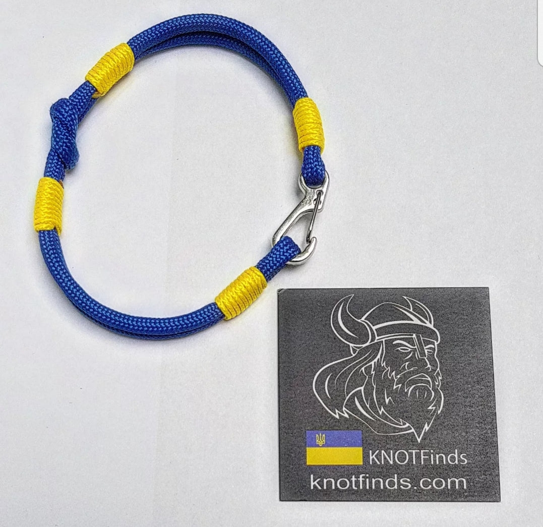 πΊπ¦ Handmade Ukrainian Paracord Bracelet β Thin Military Bangle with Carabiner | Glory to Ukraine Symbol | Waterproof Survival Rope Bracelet for Men & Women