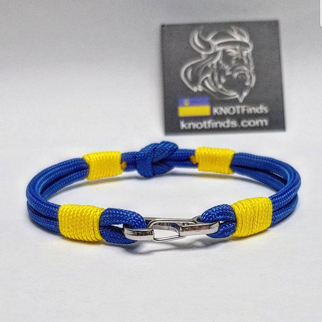 πΊπ¦ Handmade Ukrainian Paracord Bracelet β Thin Military Bangle with Carabiner | Glory to Ukraine Symbol | Waterproof Survival Rope Bracelet for Men & Women