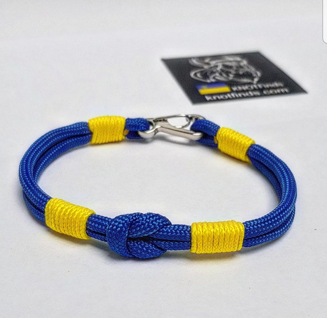 πΊπ¦ Handmade Ukrainian Paracord Bracelet β Thin Military Bangle with Carabiner | Glory to Ukraine Symbol | Waterproof Survival Rope Bracelet for Men & Women