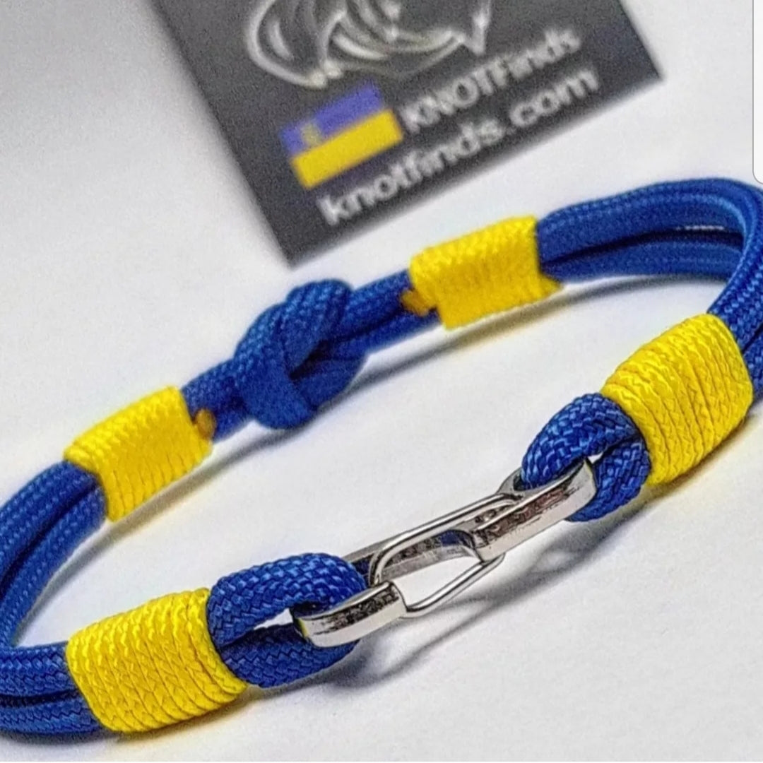 πΊπ¦ Handmade Ukrainian Paracord Bracelet β Thin Military Bangle with Carabiner | Glory to Ukraine Symbol | Waterproof Survival Rope Bracelet for Men & Women