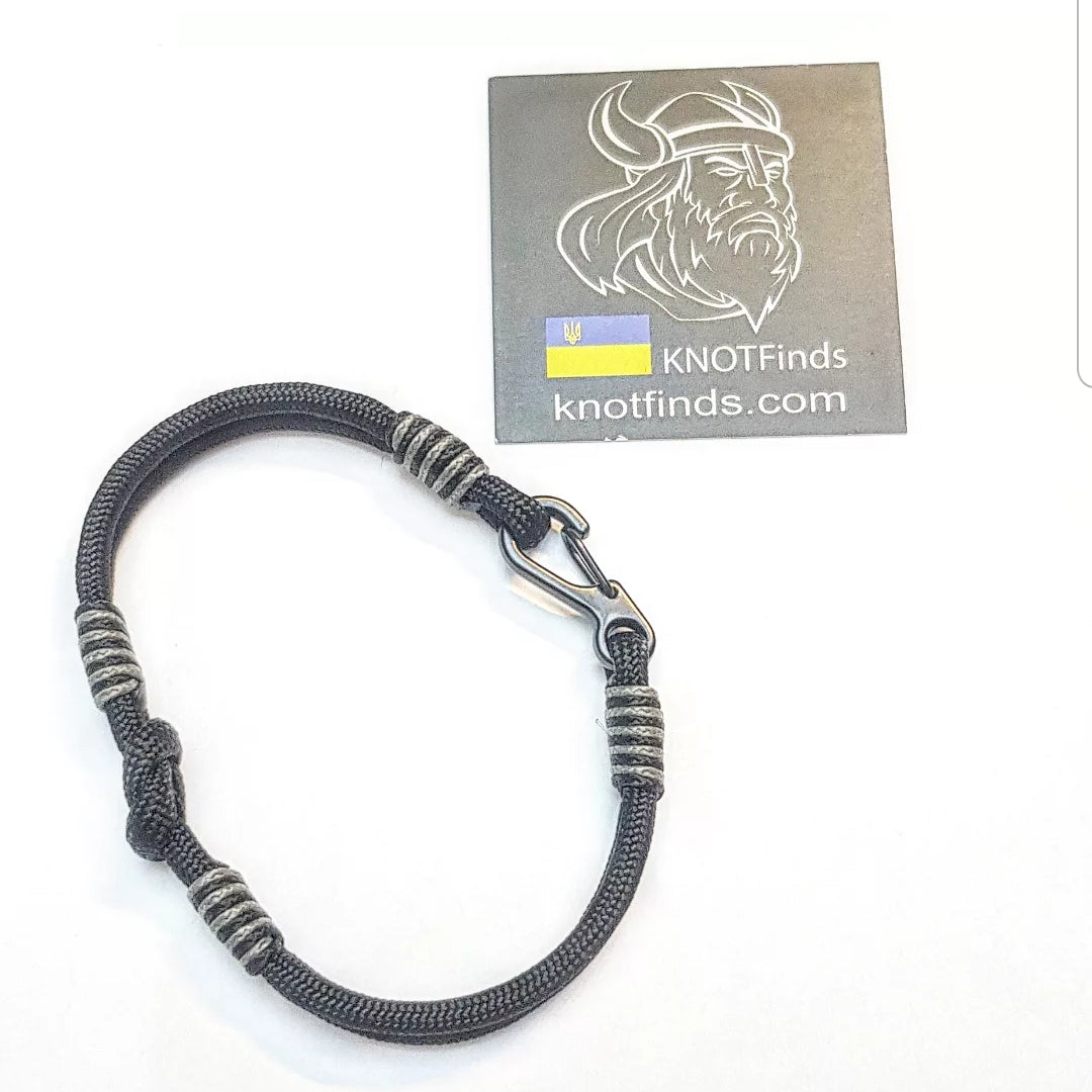 Black Prince Paracord Bracelet with Carabiner | Handcrafted Viking Bracelet Unisex | Personalized Gift for Him or Her | Biker Bracelet | Waterproof