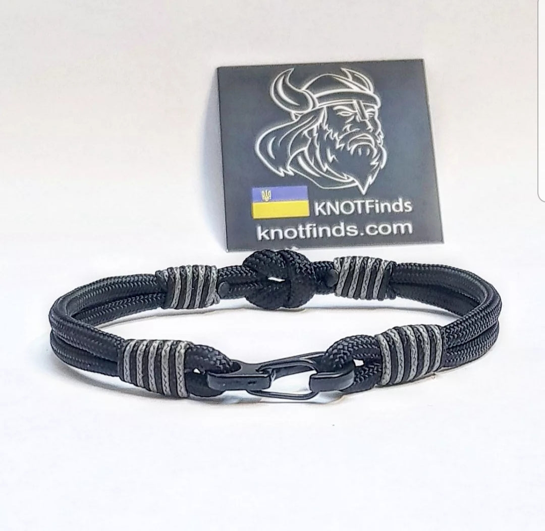 Black Prince Paracord Bracelet with Carabiner | Handcrafted Viking Bracelet Unisex | Personalized Gift for Him or Her | Biker Bracelet | Waterproof