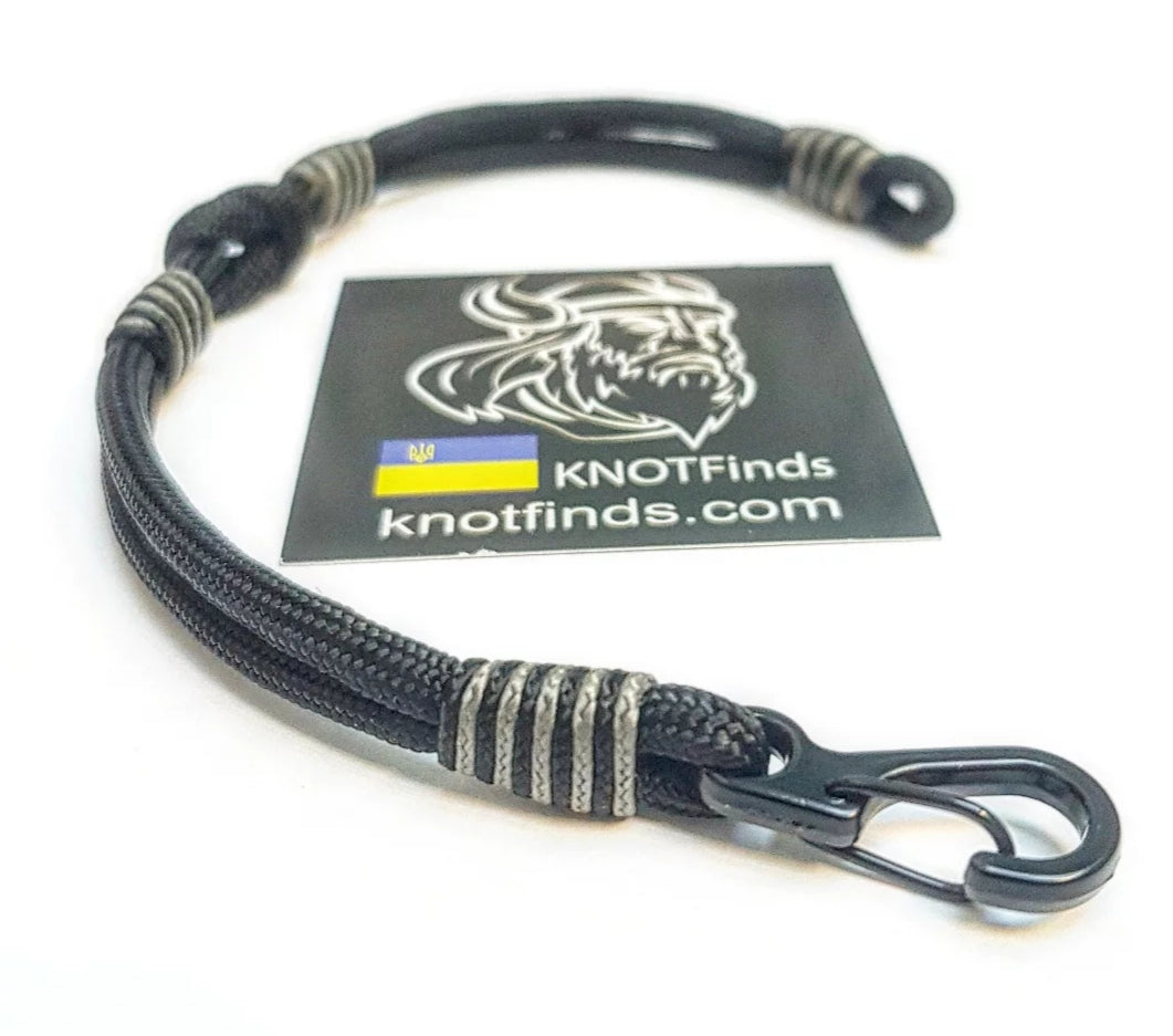 Black Prince Paracord Bracelet with Carabiner | Handcrafted Viking Bracelet Unisex | Personalized Gift for Him or Her | Biker Bracelet | Waterproof