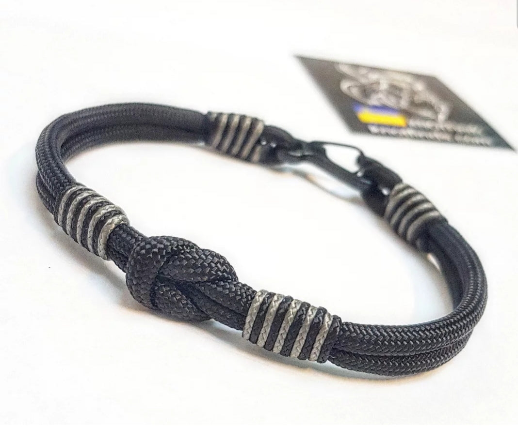 Black Prince Paracord Bracelet with Carabiner | Handcrafted Viking Bracelet Unisex | Personalized Gift for Him or Her | Biker Bracelet | Waterproof