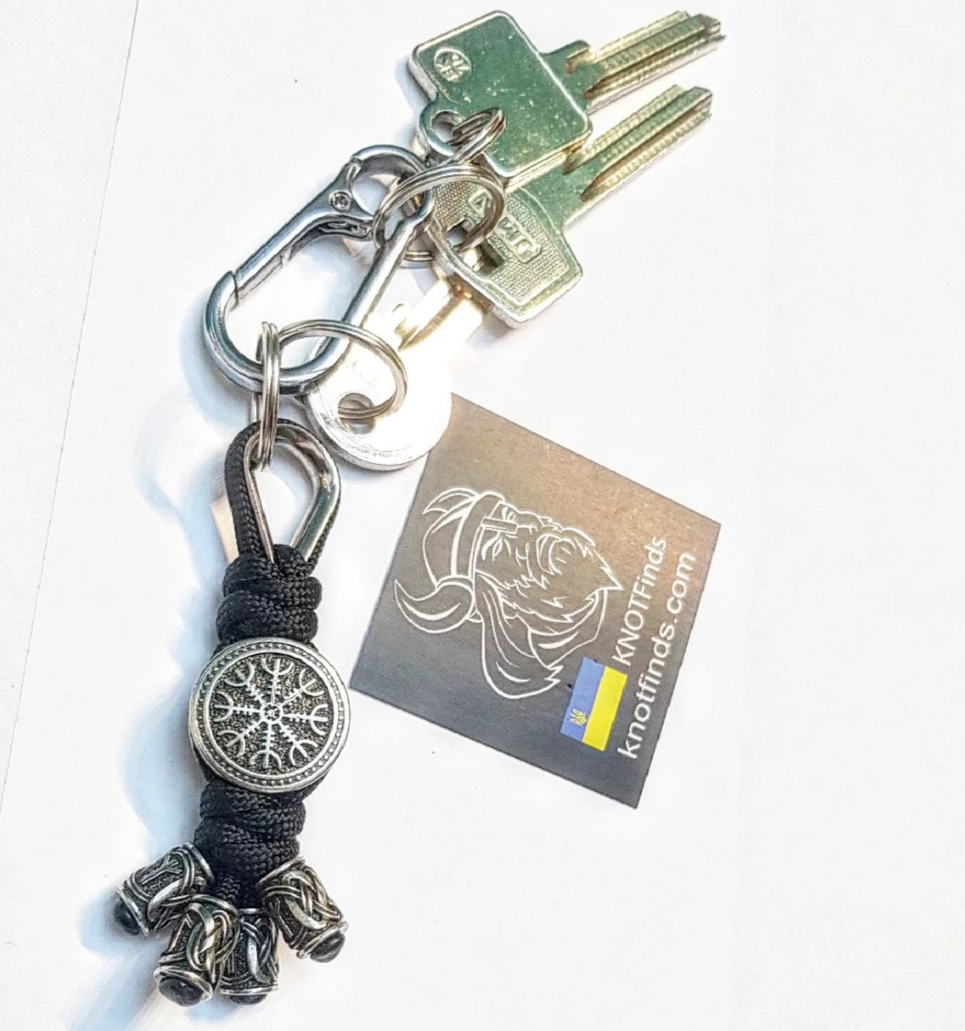 Handmade Stainless Steel Helm of Awe Keychain – Viking Protection Amulet, Norse Mythology Talisman, Unique Gift for Men and Women