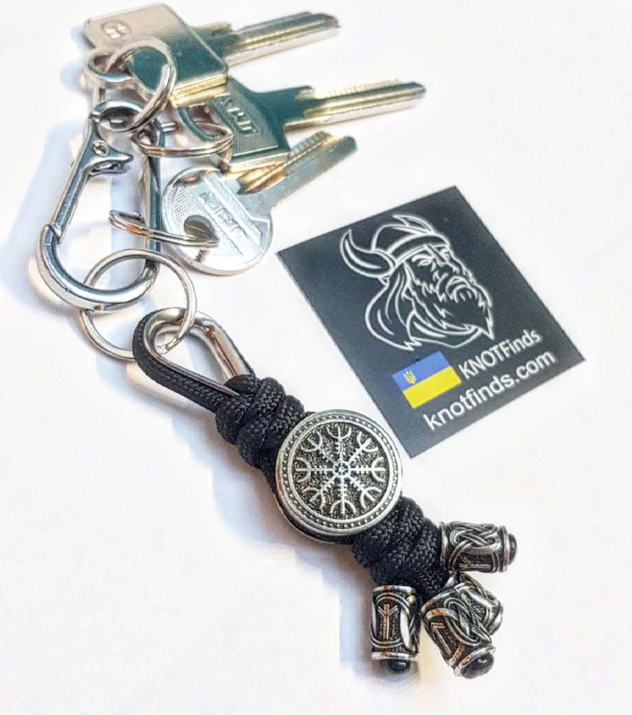 Handmade Stainless Steel Helm of Awe Keychain – Viking Protection Amulet, Norse Mythology Talisman, Unique Gift for Men and Women