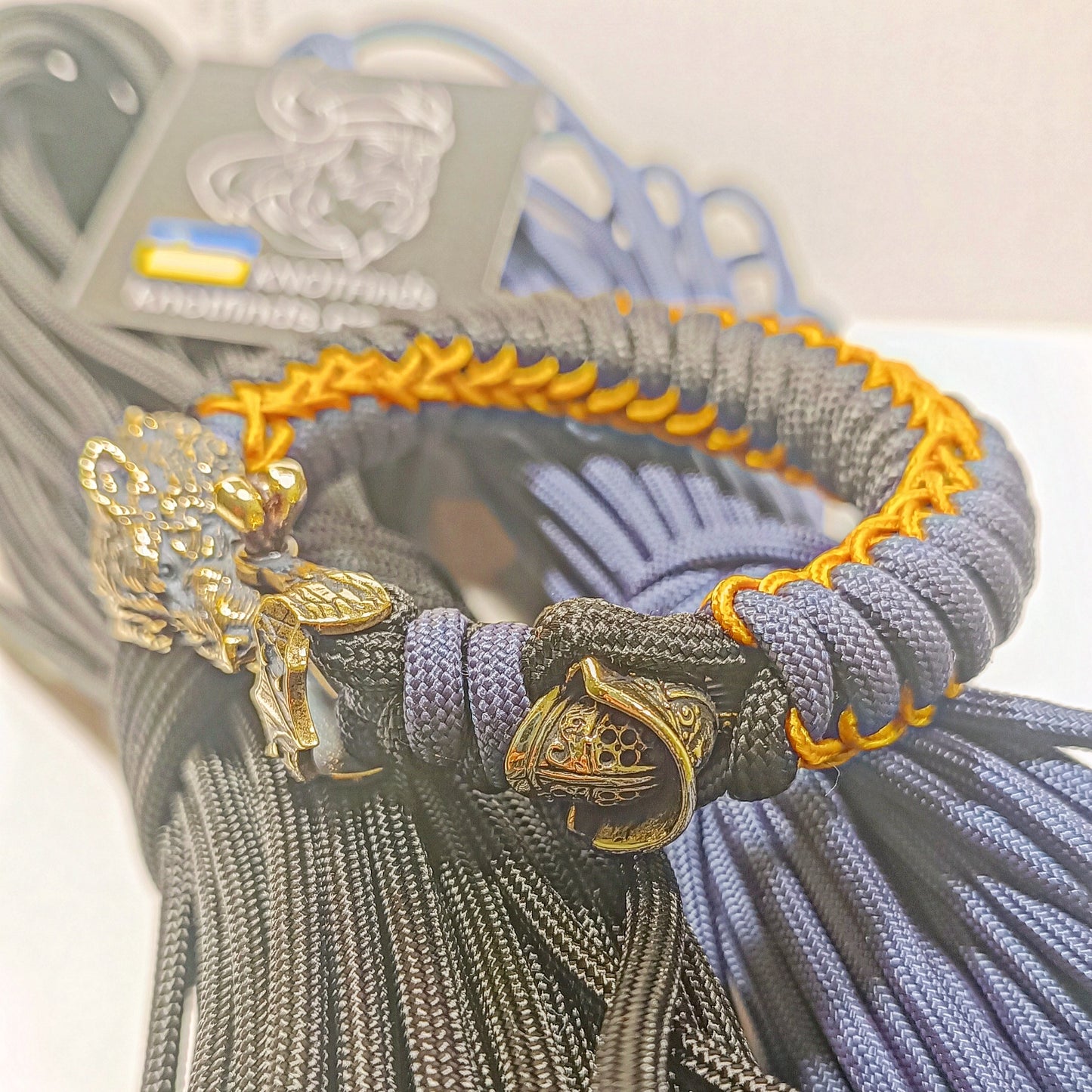 Paracord bracelet with beads "Wolf and GLADIATOR". Men's style, a gift for tough men. Biker bracelet.