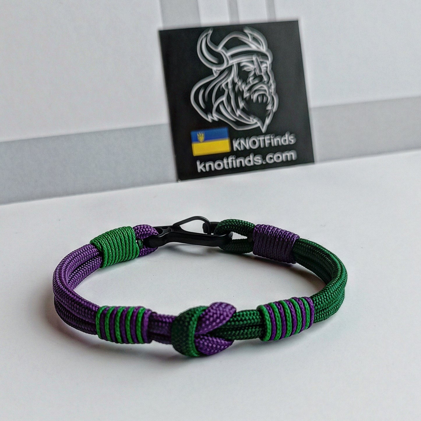 Thin purple and dark green bracelet. Mystical bracelet. Skydiving bangle. Surfer bracelet. Summer bangle. Beach accessory. Unusual bangle color.