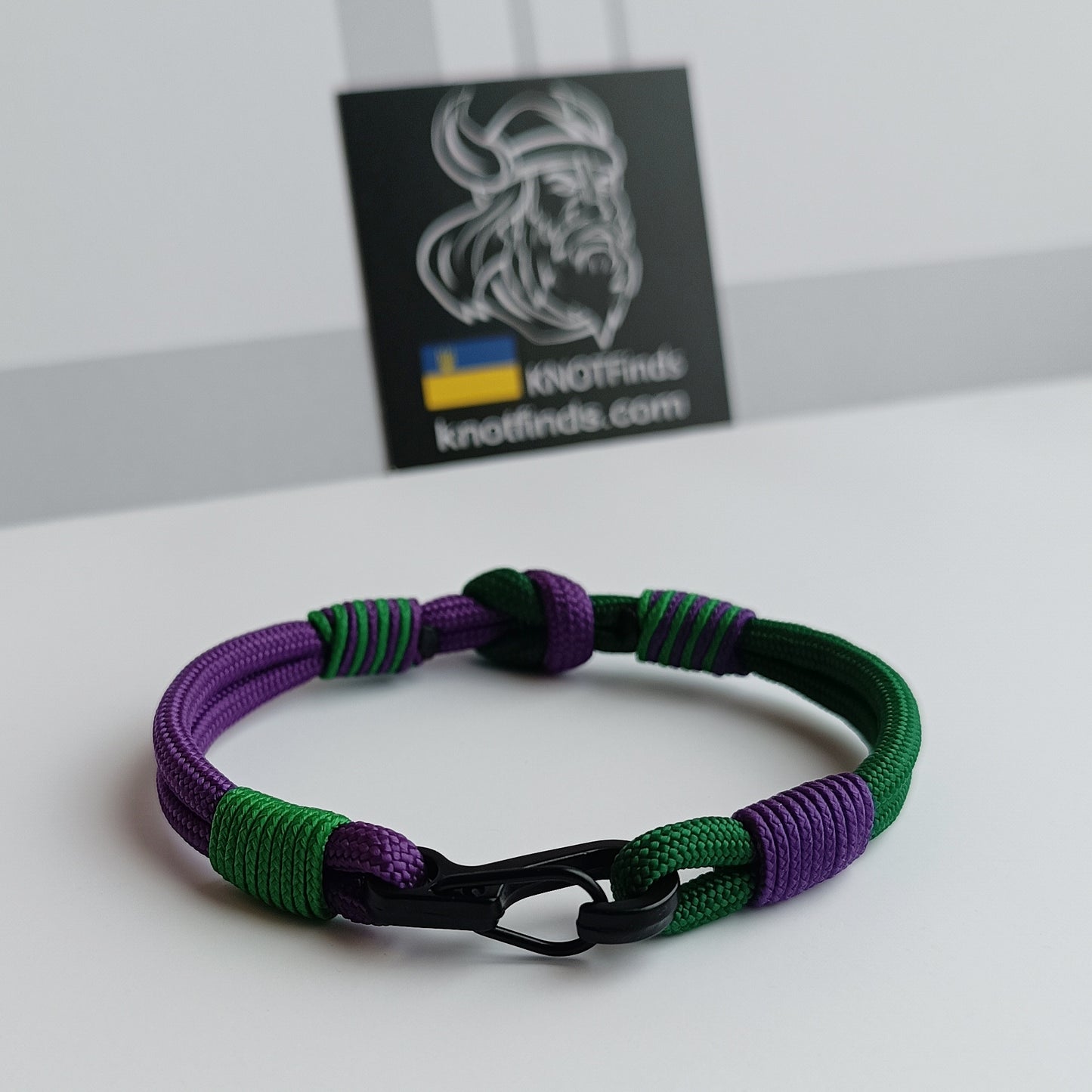 Thin purple and dark green bracelet. Mystical bracelet. Skydiving bangle. Surfer bracelet. Summer bangle. Beach accessory. Unusual bangle color.