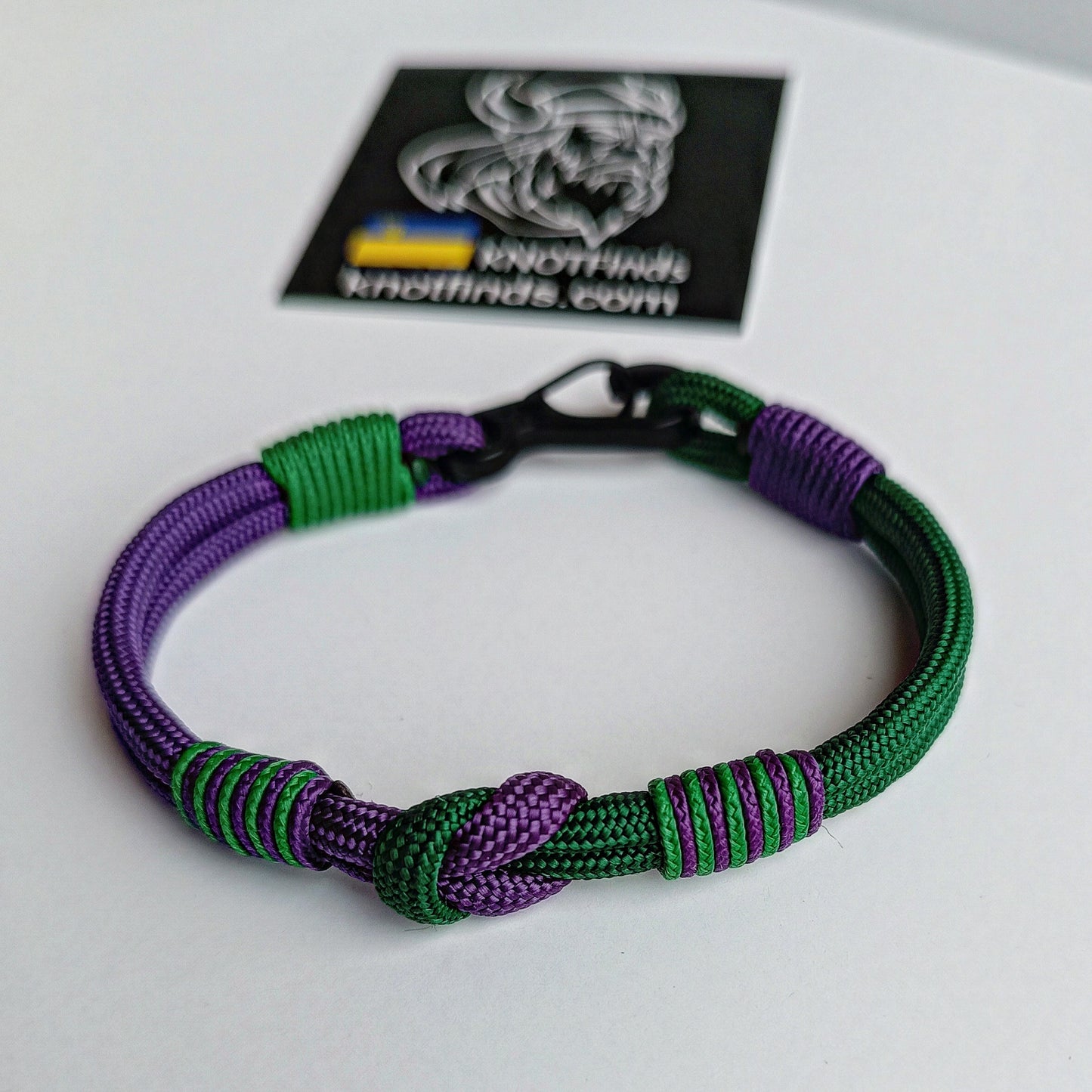 Thin purple and dark green bracelet. Mystical bracelet. Skydiving bangle. Surfer bracelet. Summer bangle. Beach accessory. Unusual bangle color.
