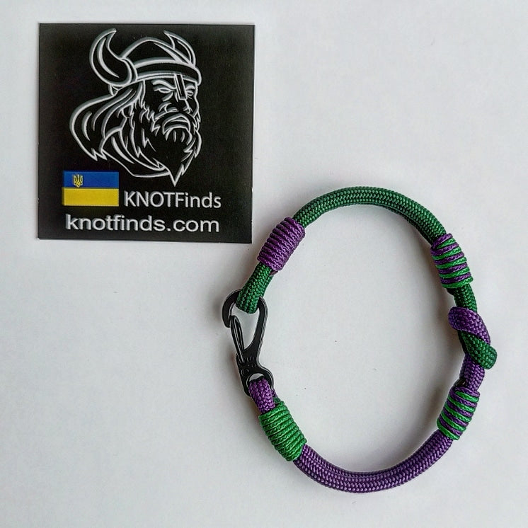 Thin purple and dark green bracelet. Mystical bracelet. Skydiving bangle. Surfer bracelet. Summer bangle. Beach accessory. Unusual bangle color.