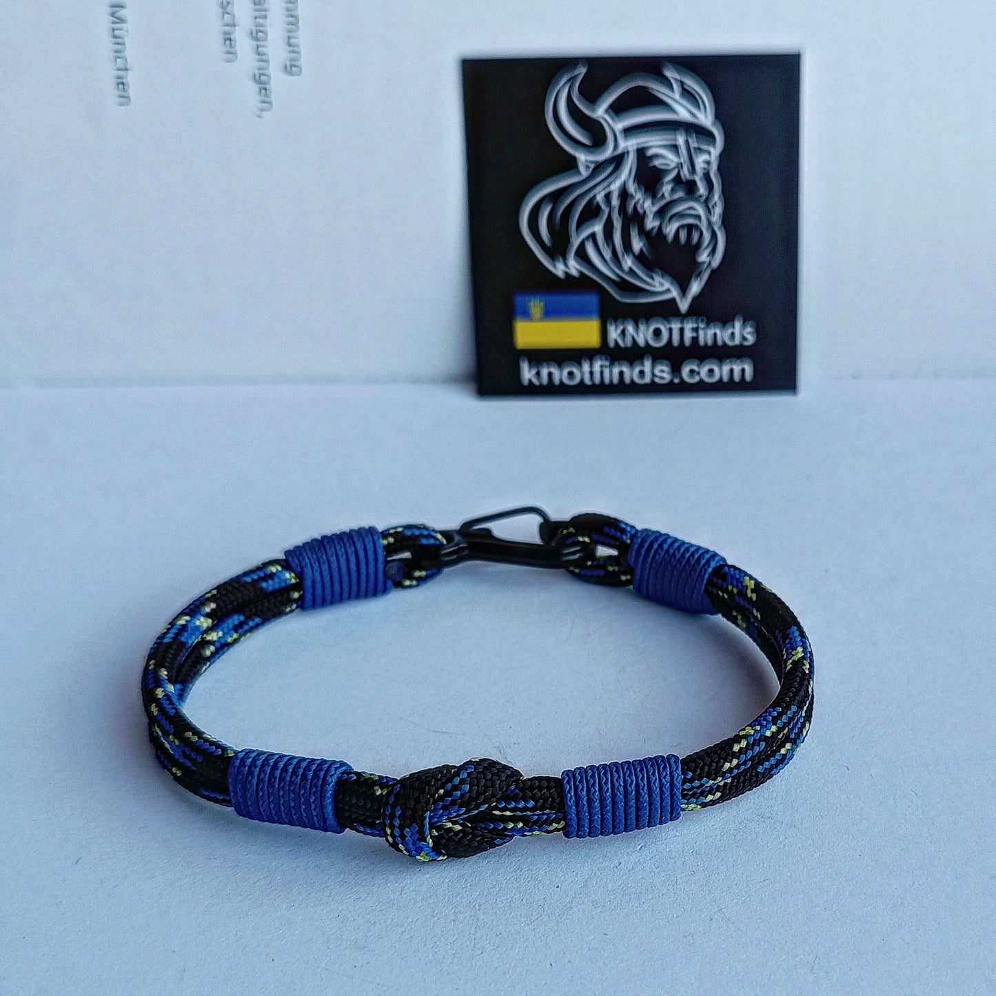 Thin paracord bracelet. Ukrainian night color. Military bangle. Brutally accessory. Unusual bangle color.