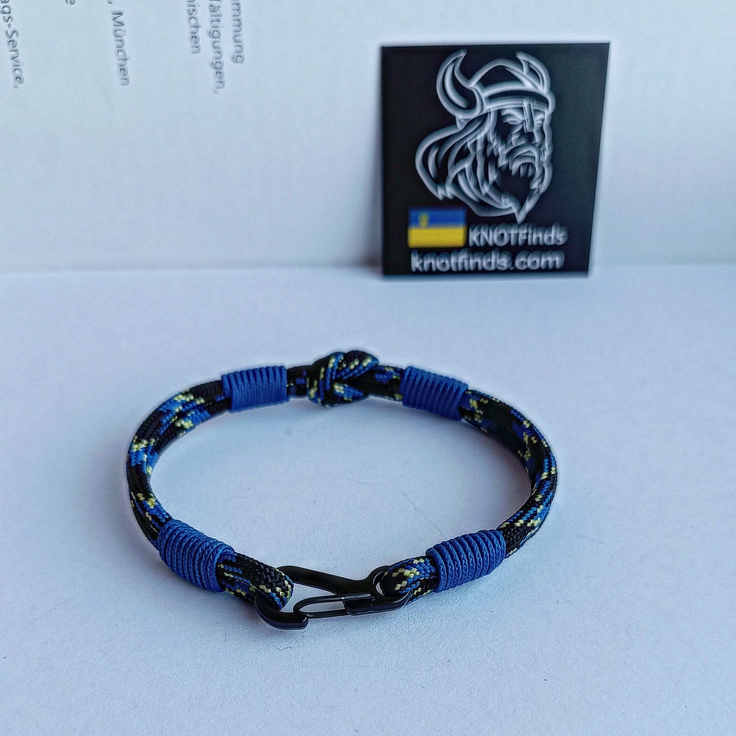 Thin paracord bracelet. Ukrainian night color. Military bangle. Brutally accessory. Unusual bangle color.