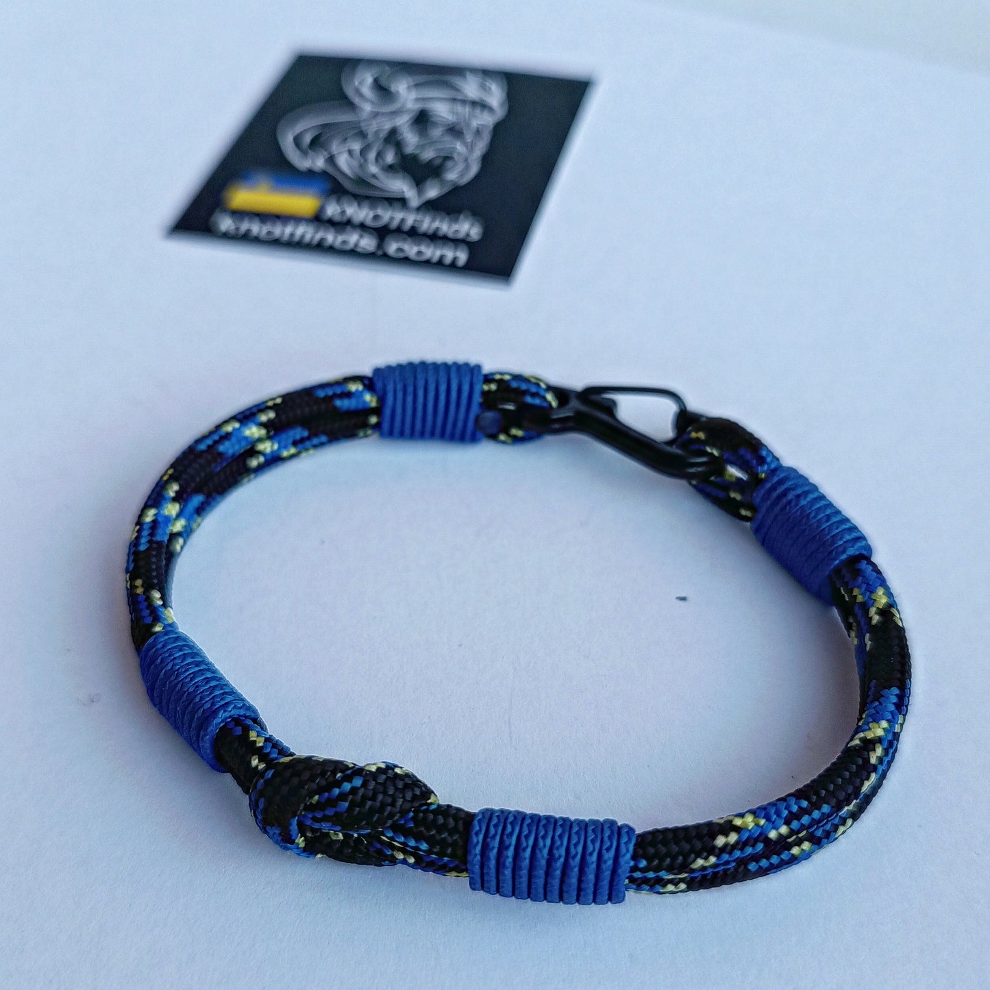 Thin paracord bracelet. Ukrainian night color. Military bangle. Brutally accessory. Unusual bangle color.