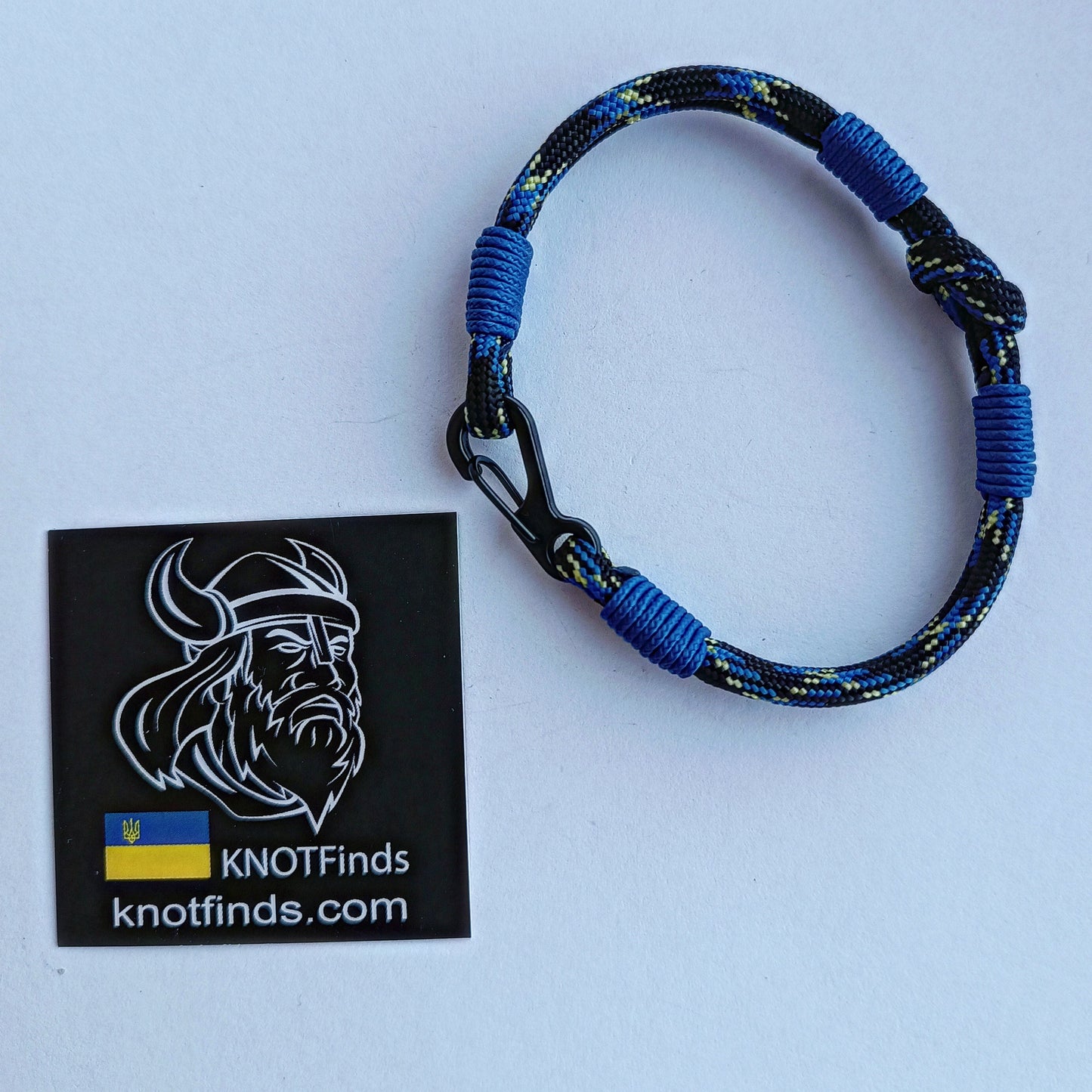 Thin paracord bracelet. Ukrainian night color. Military bangle. Brutally accessory. Unusual bangle color.