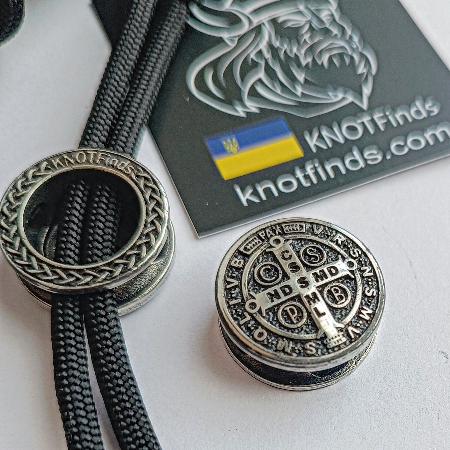 Cross of Saint Benedict. Exorcist. Steel bead for Paracord. Religious symbols. Catholicism. Vatican symbols.