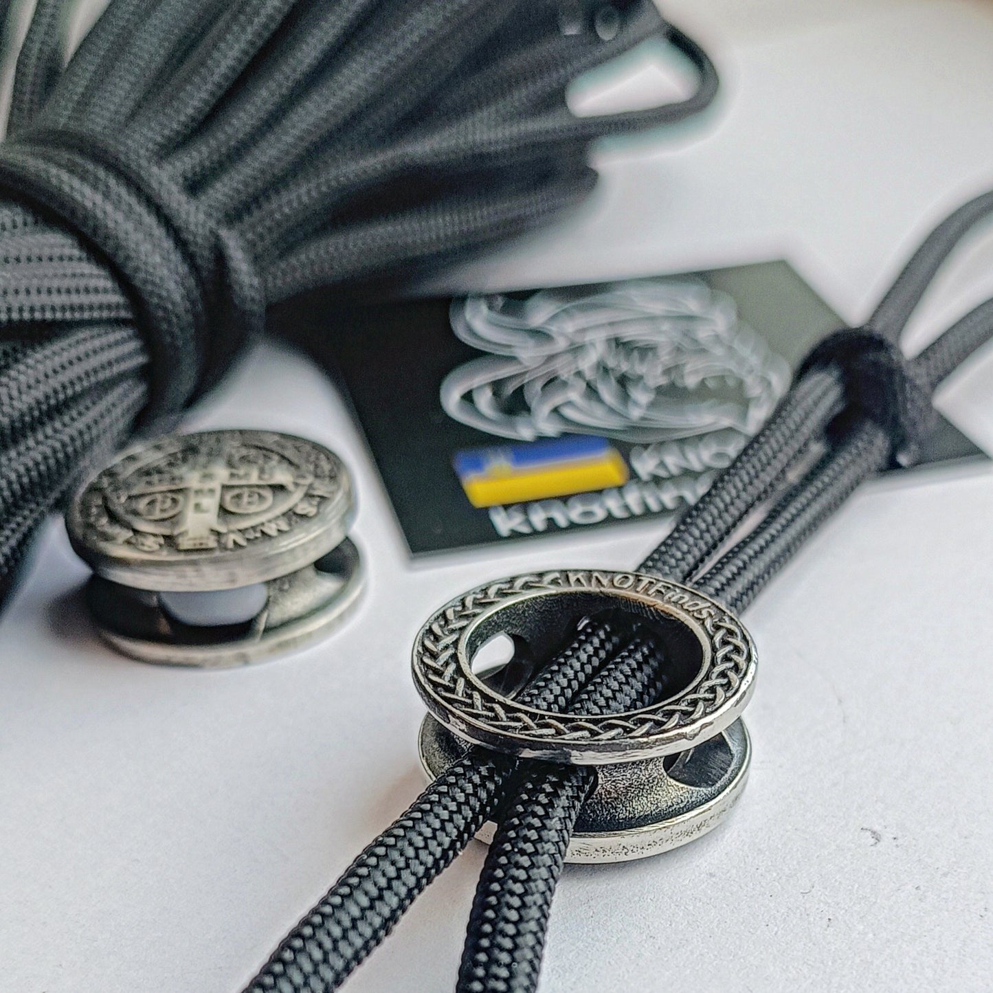 Cross of Saint Benedict. Exorcist. Steel bead for Paracord. Religious symbols. Catholicism. Vatican symbols.