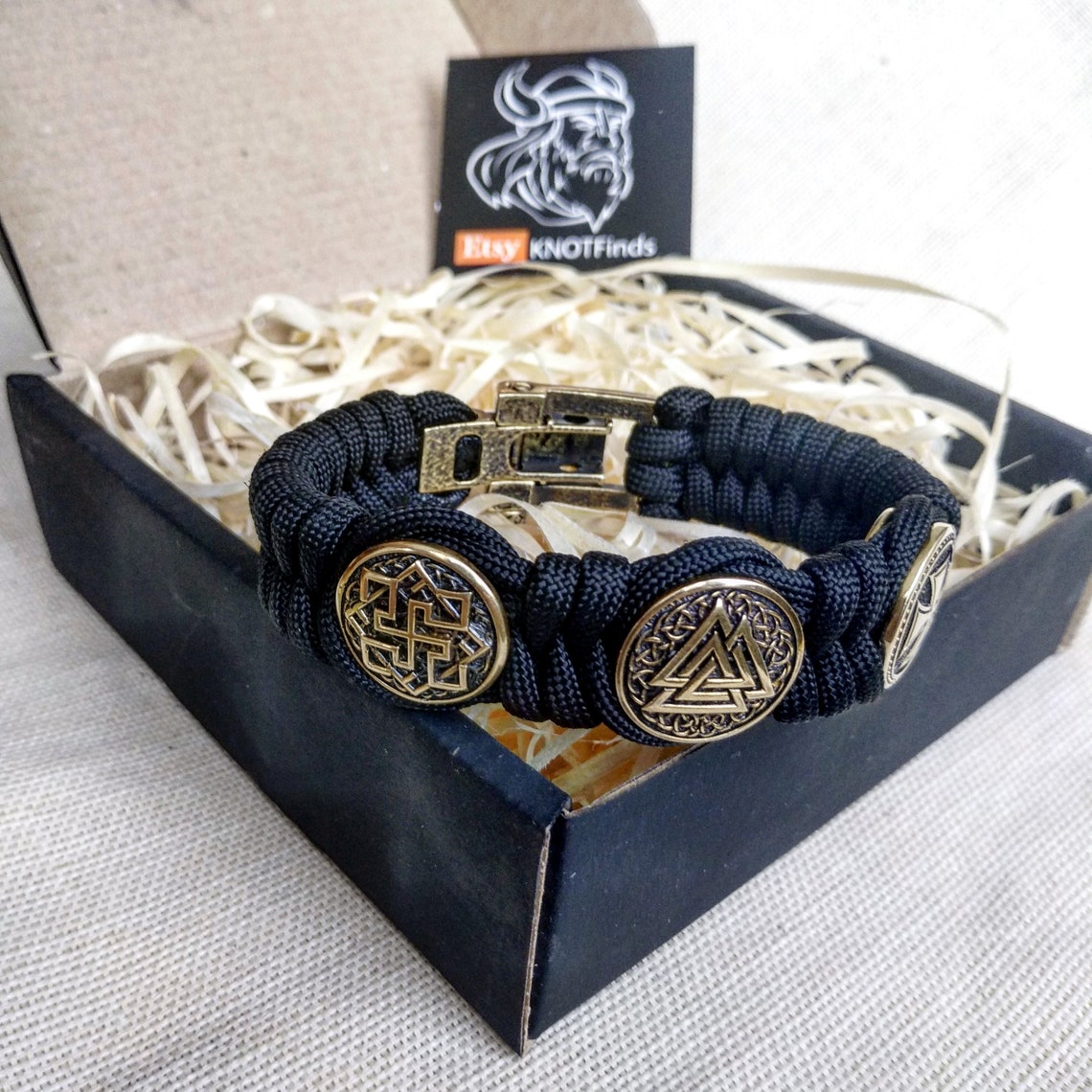 Nordic protective amulet with steel beads "Valknut", "Valkyrie", "Templar cross". Men's style, a gift for tough men. Biker bracelet.