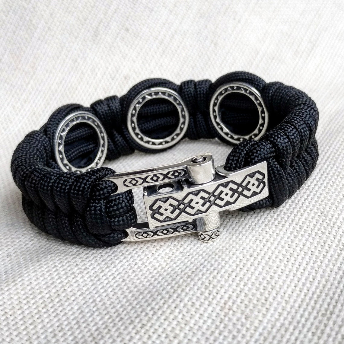 Paracord bracelet with Silver 925 Sterling beads Jesus Christ, Saint Nicholas, Virgin Mary. Easter gift. Luxury style. Baptism gift.