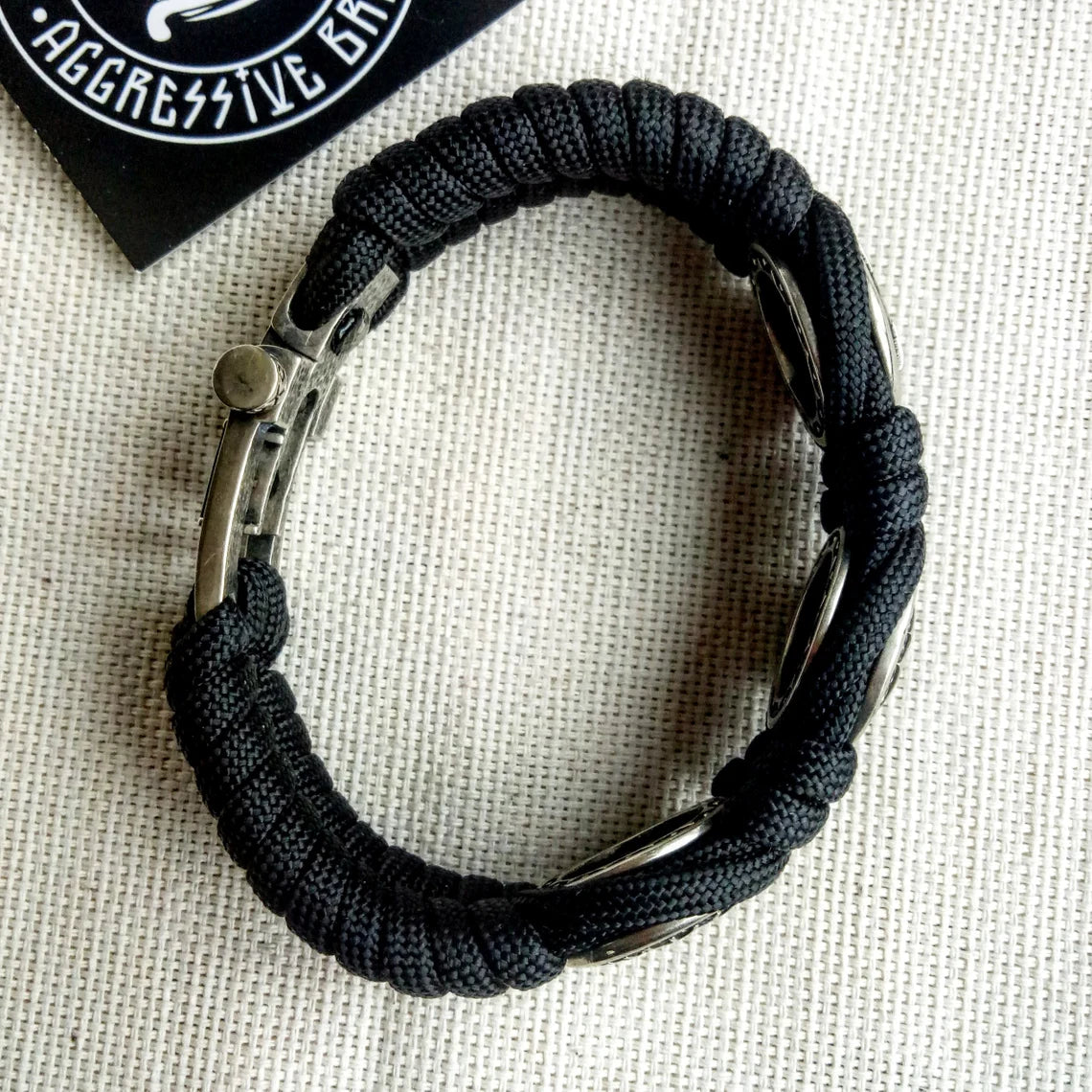 Black Viking protective amulet with steel beads "Valknut", "Valkyrie", "Horror shield". Men's style, a gift for tough men. Biker bracelet.
