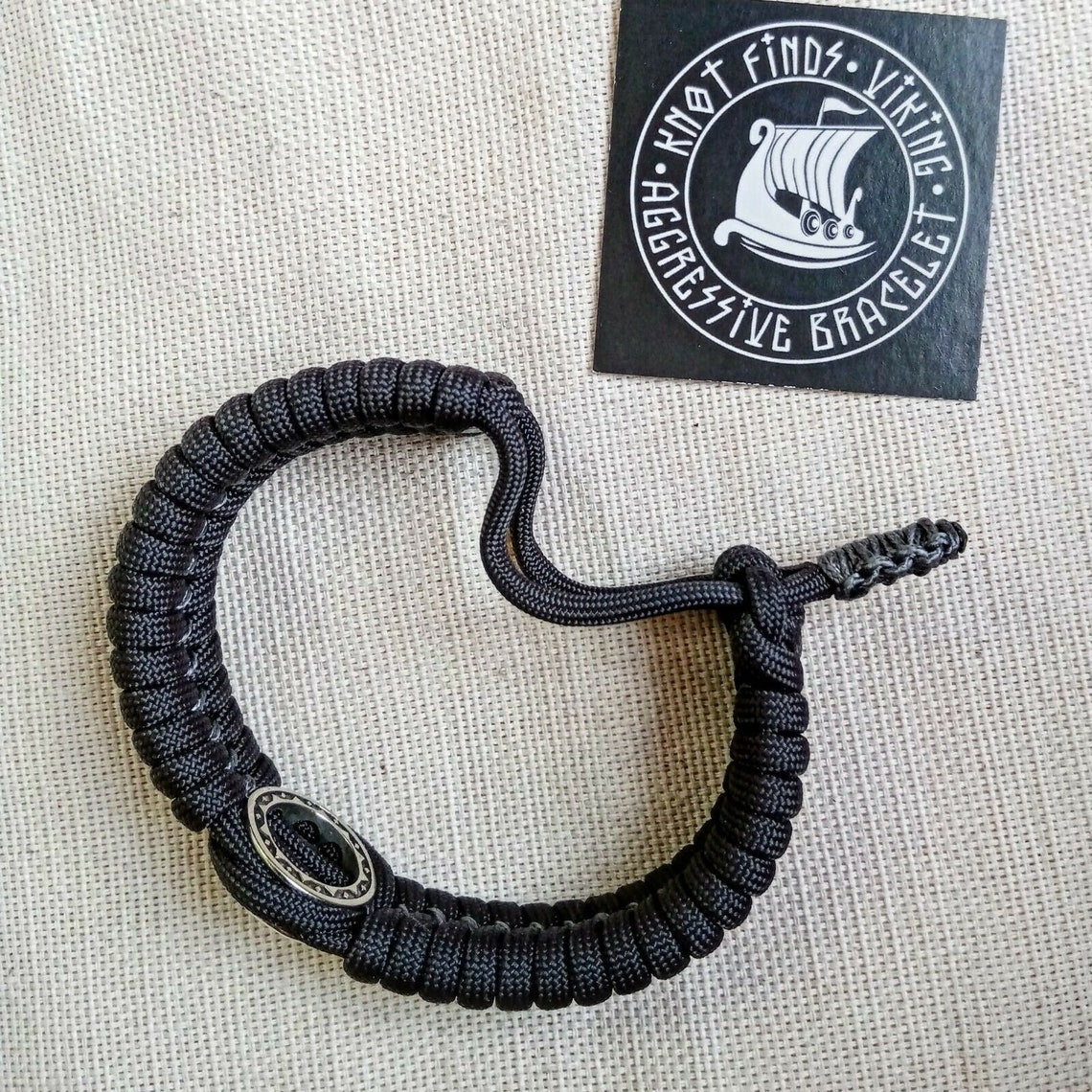 Paracord bracelet with bead VALKYRIE. Mad Max style.