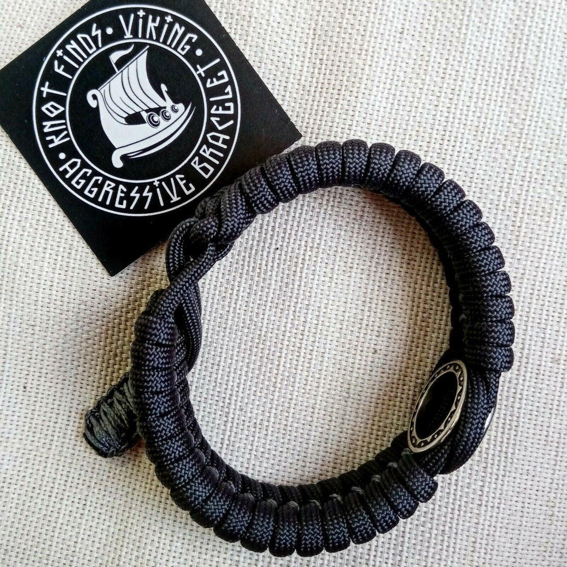 Paracord bracelet with bead VALKYRIE. Mad Max style.