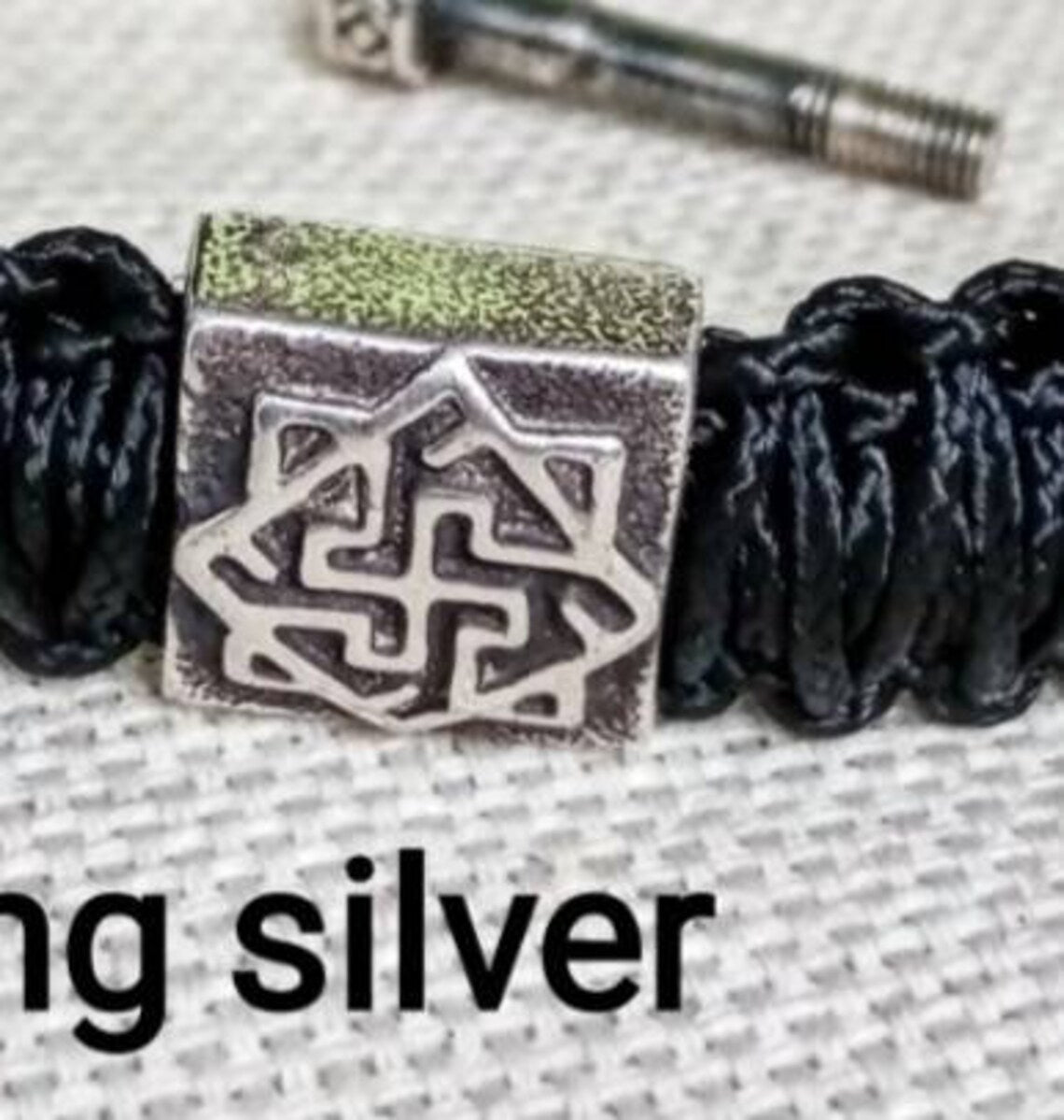 Paracord bracelet. Vikings jewelry for men. Black Celtic bangle.
