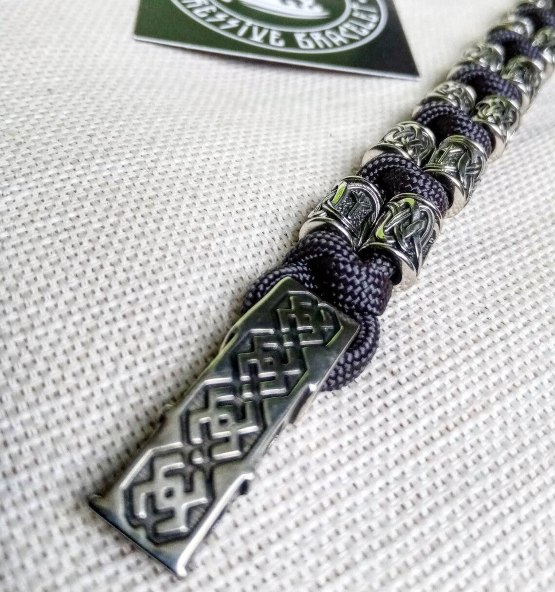 Runic bracelet, viking style. Nordic bangle luxury mens accessory.