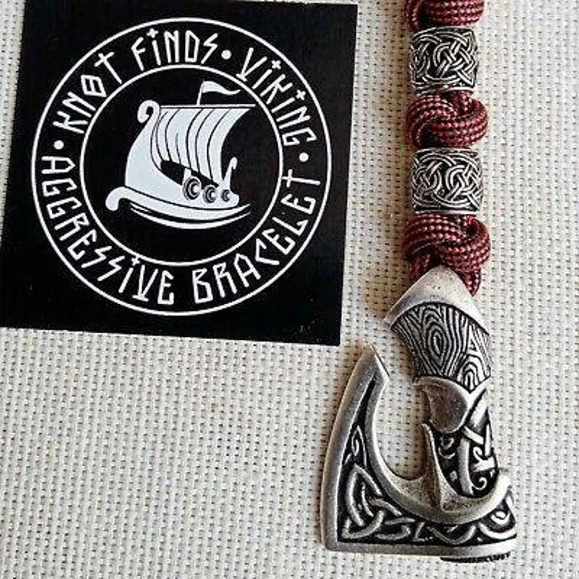 Bloody strip nordic bangle. Mens accessory. Viking jewelry. Paracord bracelet.