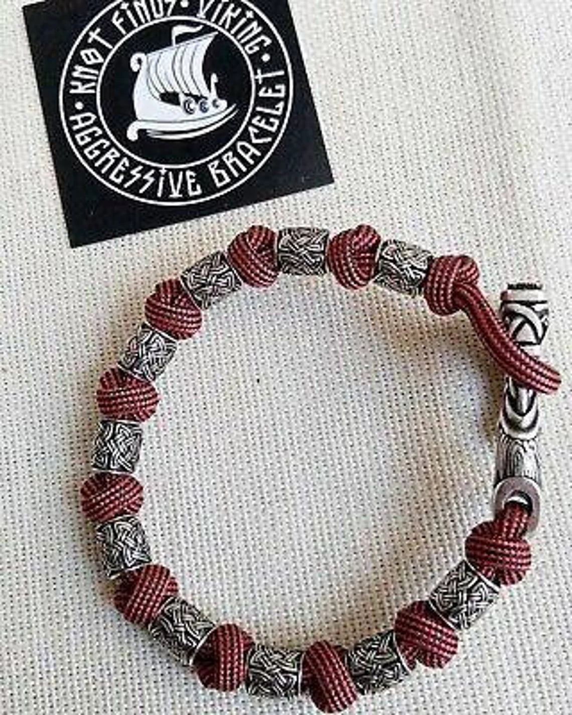 Bloody strip nordic bangle. Mens accessory. Viking jewelry. Paracord bracelet.