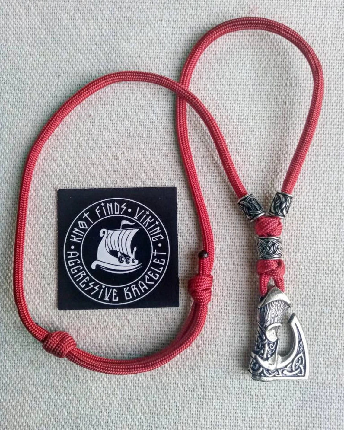 Men's necklace. Paracord necklace with pendant. Necklace Mjolnir. Celtic knot. Northern necklace.