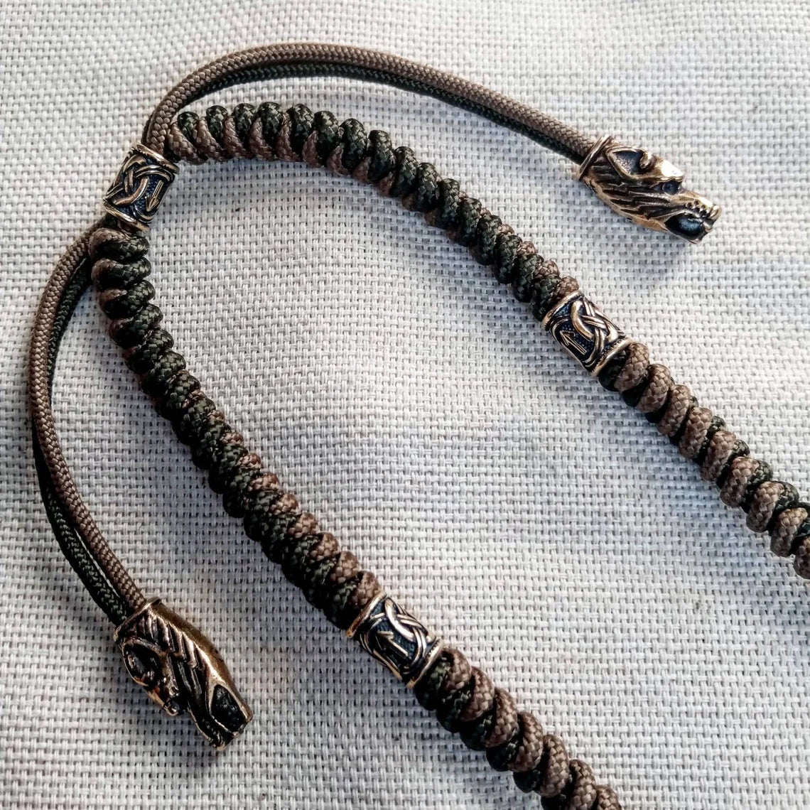 Mens necklace. Paracord necklace with beads. Mjolnir necklace. Celtic knot.