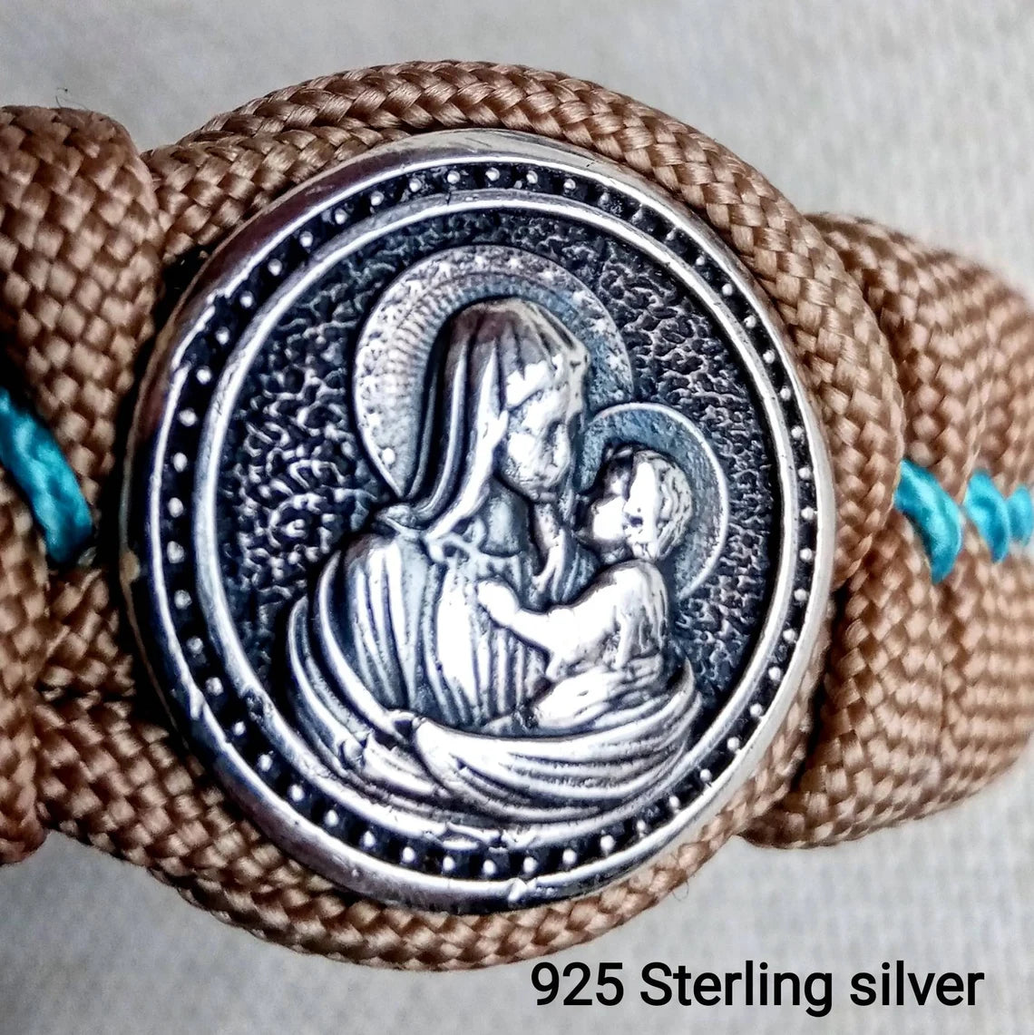 Religious protective amulet. Jesus Christ, Saint Nicholas, Virgin Mary. Silver 925 Sterling. Luxury Easter gift.