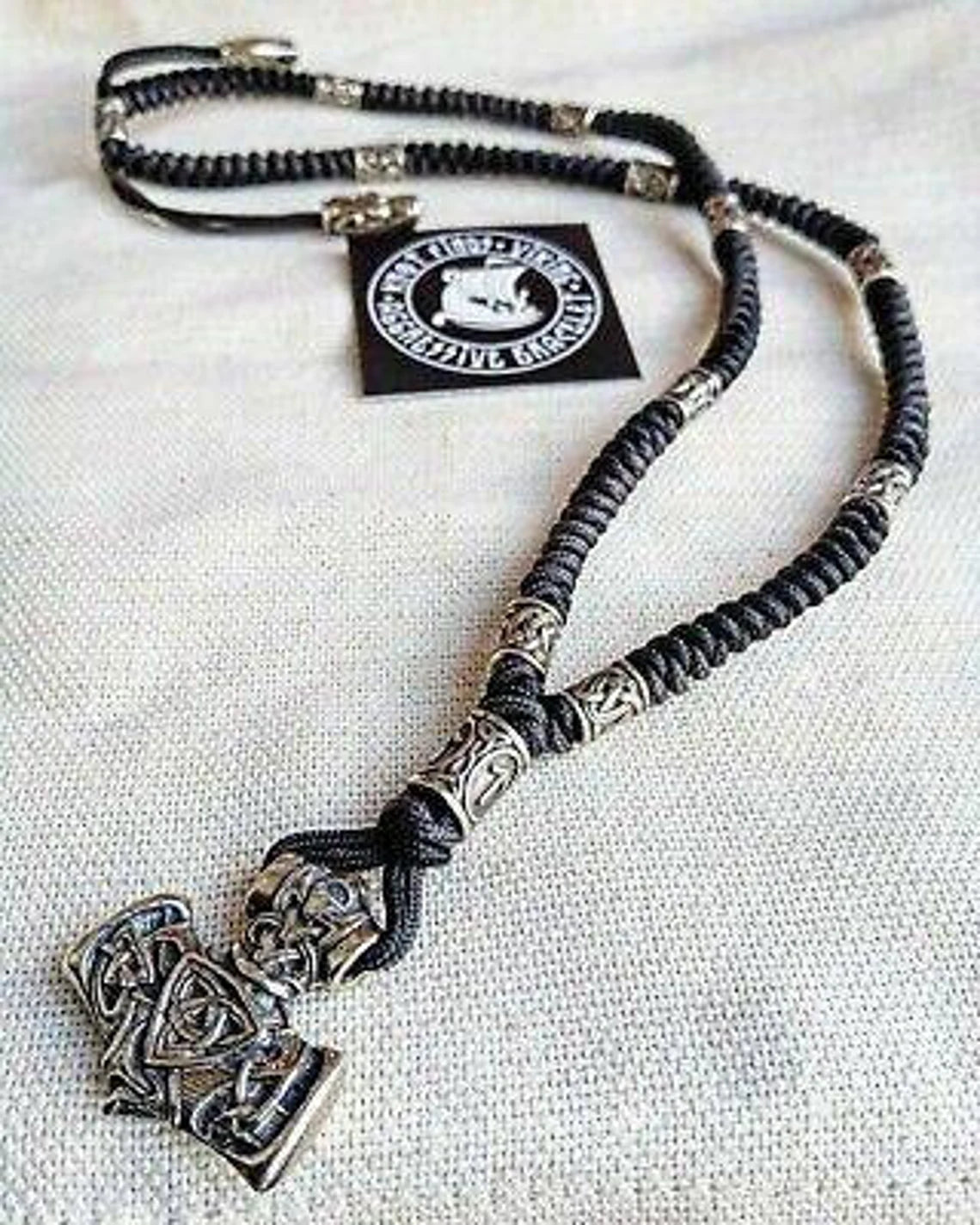 Mens necklace. Viking jewelry. Paracord. Thor's Hammer pendant. Mjöllnir.