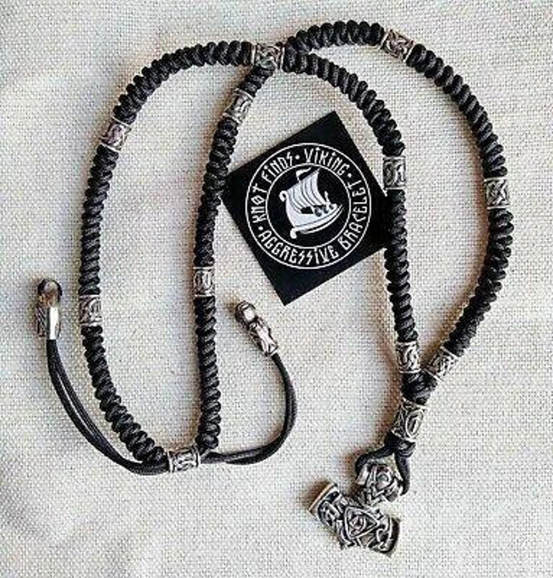 Mens necklace. Viking jewelry. Paracord. Thor's Hammer pendant. Mjöllnir.
