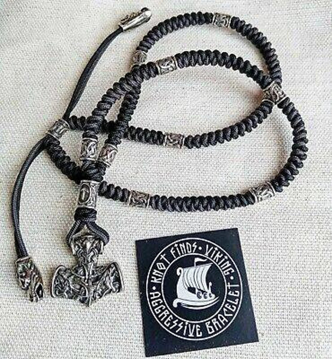 Mens necklace. Viking jewelry. Paracord. Thor's Hammer pendant. Mjöllnir.
