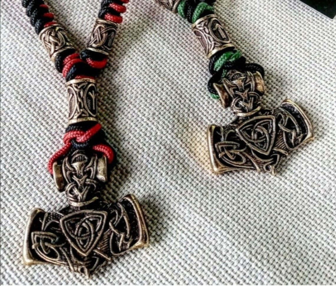 Mjolnir pendant for mens necklace Thor's Hammer clasp for bracelet from paracord, Viking style
