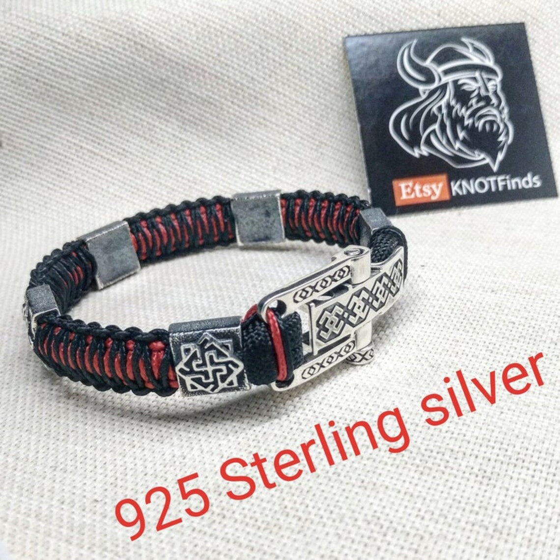 925 Sterling silver bead VALKYRIE, bead for bracelet. Viking symbol. Paracord weaving.