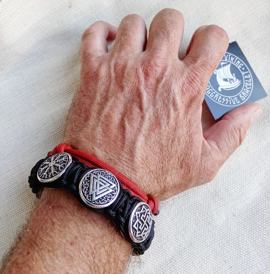 Black Viking protective amulet. Silver 925 Sterling bracelet. Valknut. Valkyrie. Helmet Horror. Luxury paracord bracelet.Viking style.