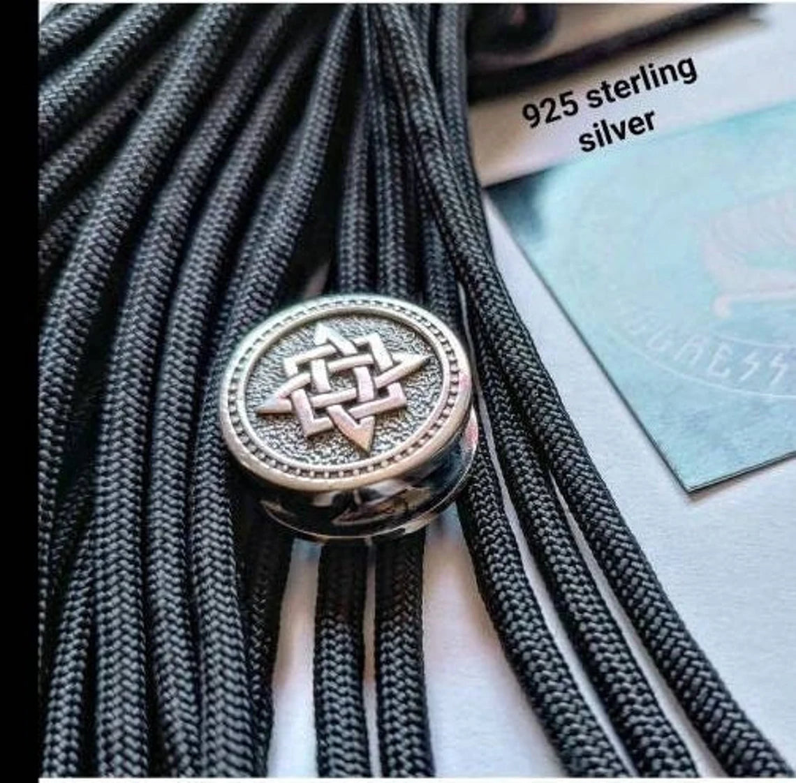 925 Sterling Silver Round Bead SVAROG SQUARE Bead for Bracelet Viking Jewelry Men's Accessory. Original author's products.