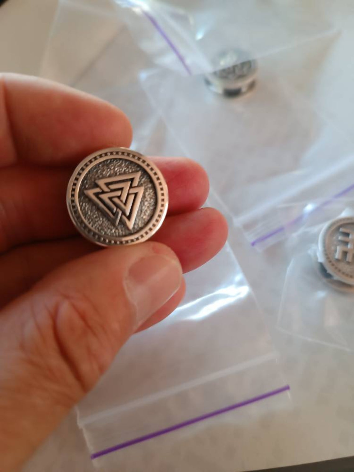 Steel Round Bead VALKNUT Bead for Bracelet Viking Jewelry Men's Accessory. Original author's products. Manual casting.