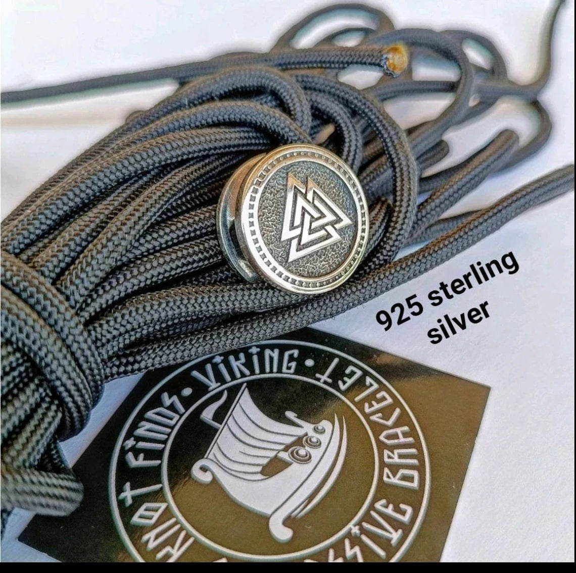 925 Sterling Silver Round Bead VALKNUT Bead for Bracelet Viking Jewelry Men's Accessory. Original author's products. Manual casting.