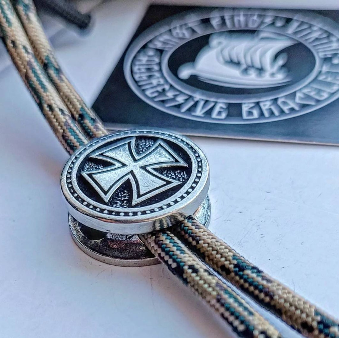 Steel Round Bead TEMPLAR CROSS. Bead for Bracelet. Religious symbols. Viking Jewelry Men's Accessory. Original author's products.