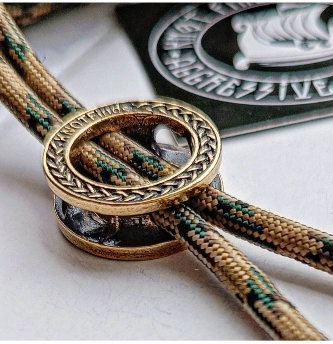 Round bead SVAROG for paracord bracelet. Brass bead for Bracelet. Protective amulet. Manual casting. Viking Jewelry. Men's Accessory.