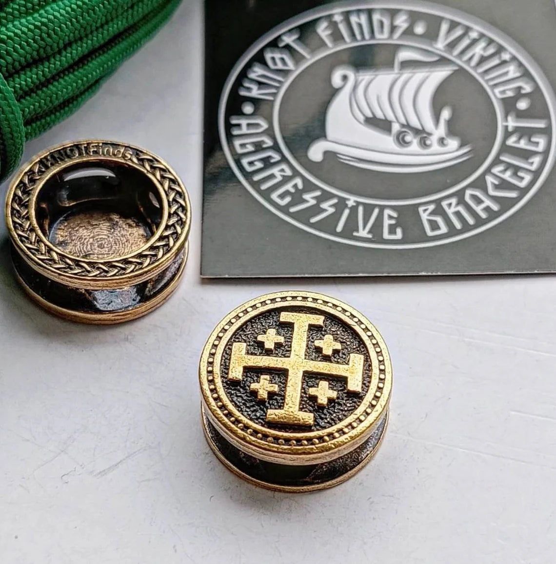 Bead JERUSALEM CROSS. Brass bead for Bracelet. Paracord beads. Manual casting. Protective amulet. Religious symbols.