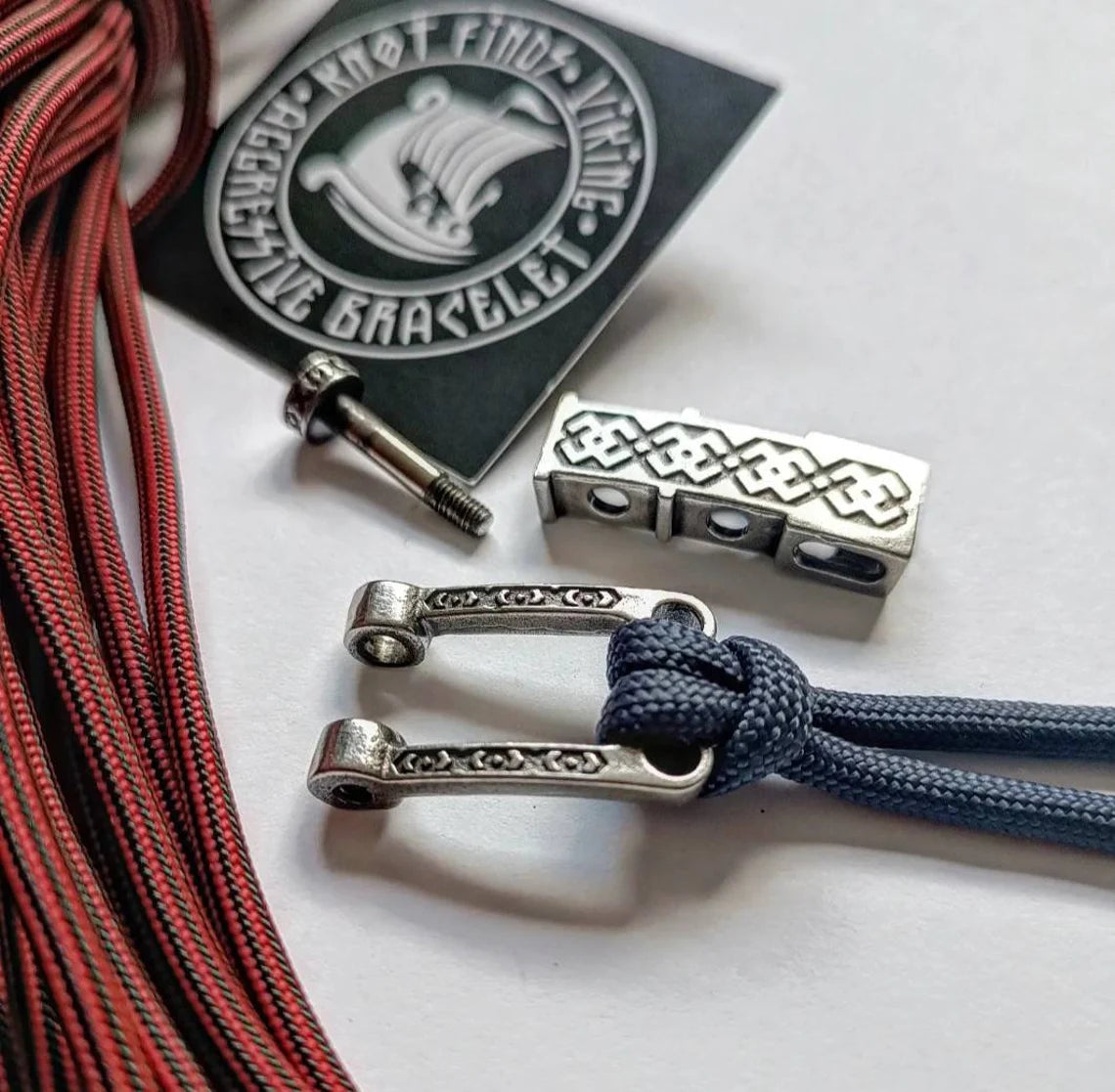 Bracelet steel lock. Paracord Buckles, Viking-style paracord beads. Viking jewelry, manual casting.