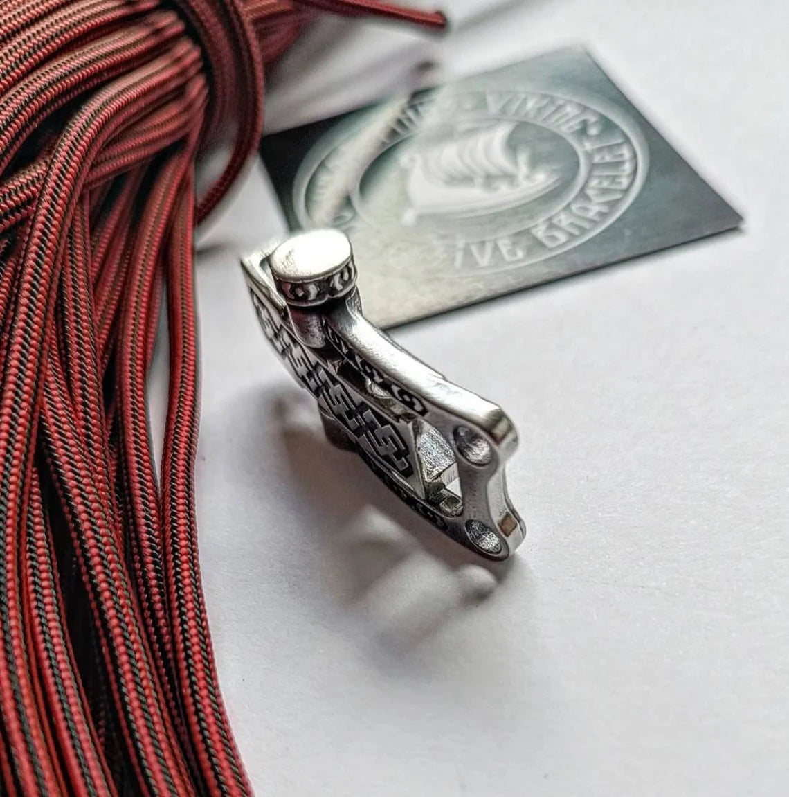 Bracelet steel lock. Paracord Buckles, Viking-style paracord beads. Viking jewelry, manual casting.