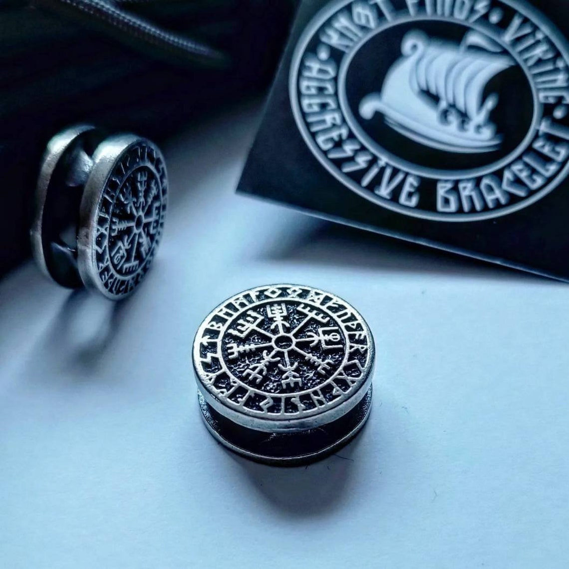 VEGVISIR Steel Round Bead Bead for Bracelet Viking Jewelry Men's Accessory. Original author's products.