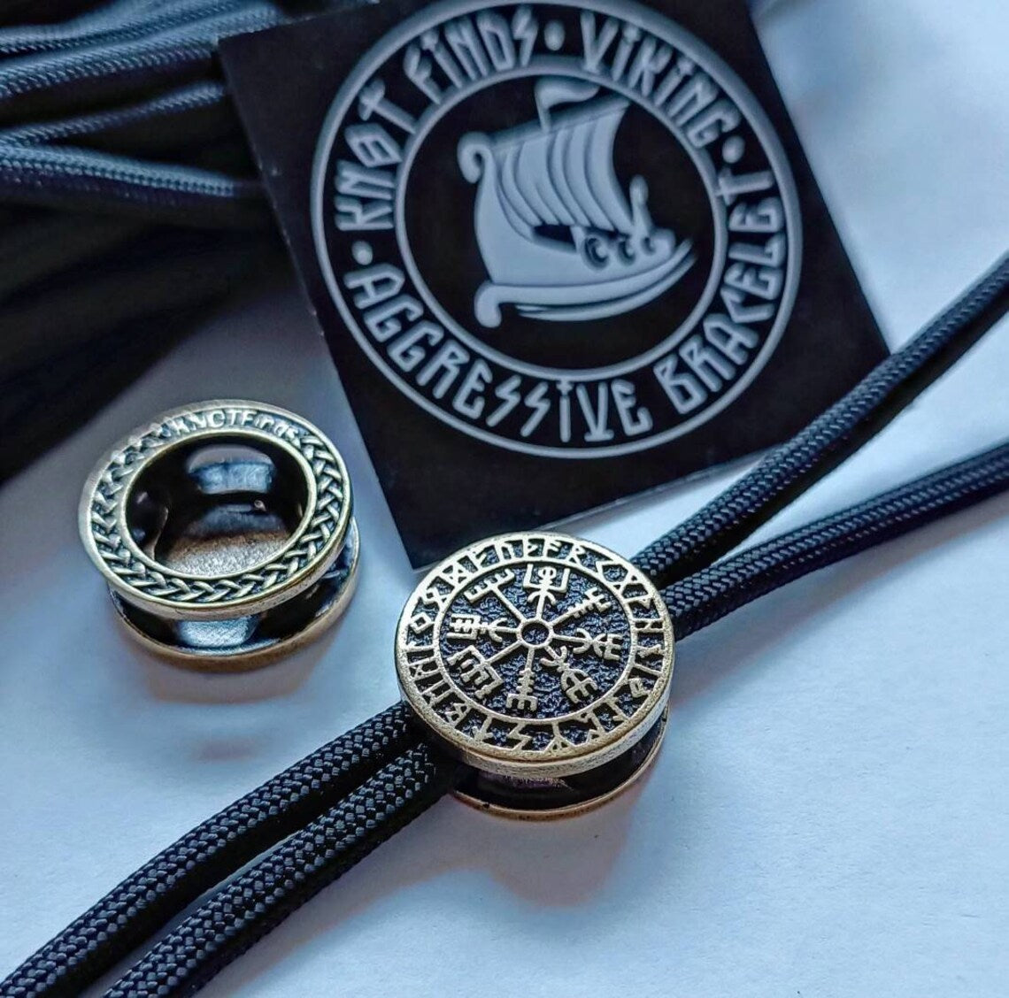 VEGVISIR brass Round Bead Bead for Bracelet Viking Jewelry Men's Accessory. Viking compass.